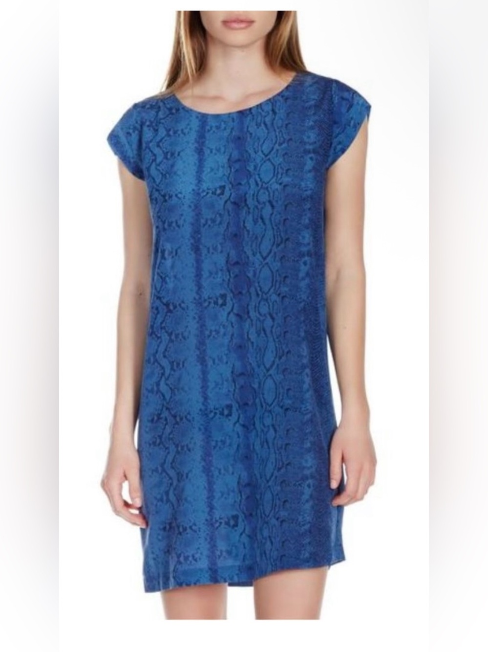 JOIE Weaver Dress Blue Snakeskin Print Silk
